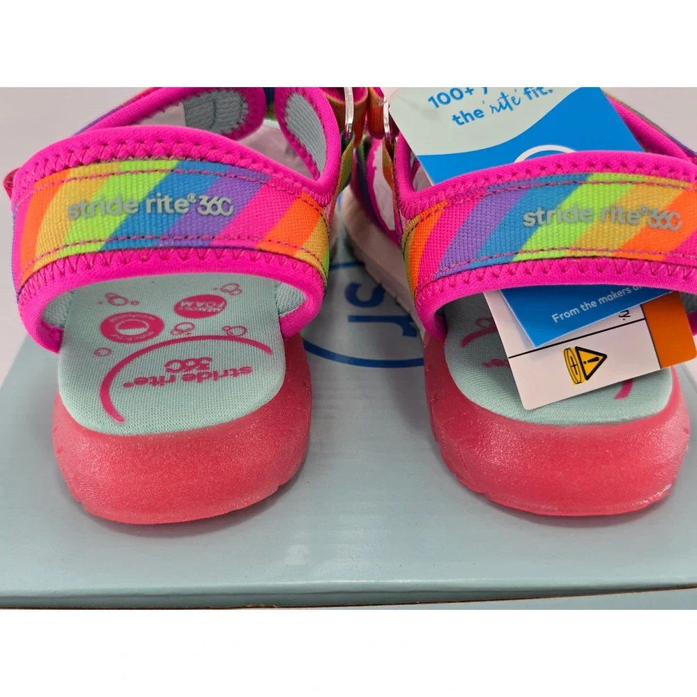 Stride Rite Sevita Rainbow Sandals Big Kid 11M Multi-Color Hook & Loop - New
